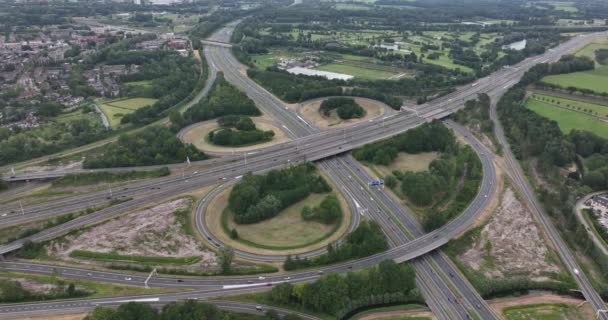 Lunetten Junction Dutch Traffic Interchange Connection A12 A27 Motorways Located — Stockvideo