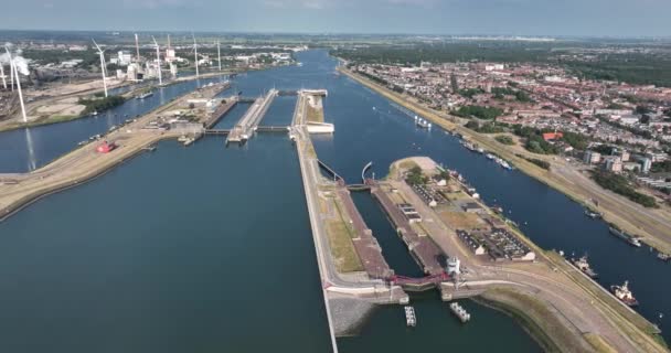 Ijmuiden Locks Form Connection North Sea Canal North Sea Ijmuiden — 비디오
