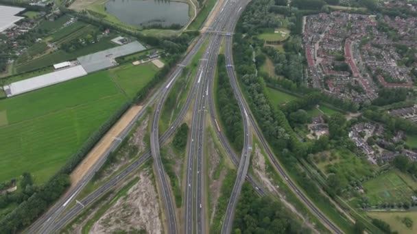 Lunetten Kavşağı A12 A27 Otoyollarının Bağlantısı Için Hollanda Bulunan Bir — Stok video