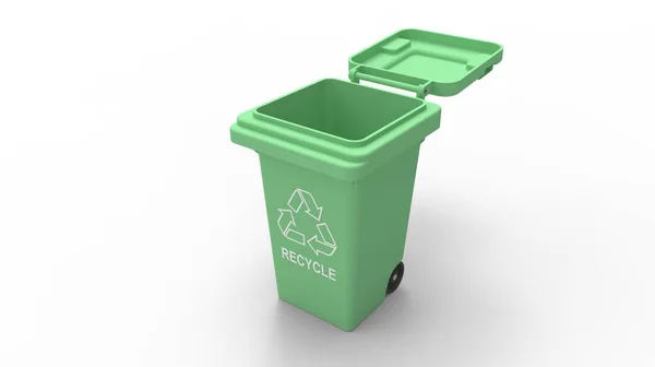 Rendering Green Environment Recycle Trash Bin Container Illustration Model Household — Foto Stock