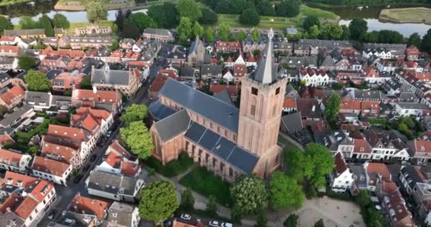 Fortified Ancient Old Historic Town Naarden Vesting Overhead Aerial Drone — Stockvideo