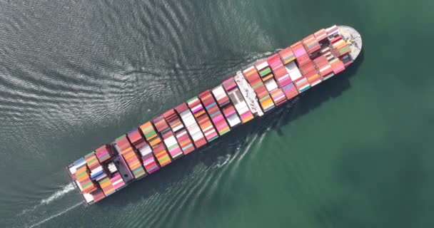 Container Cargo Ship Bulk Transport Sea Containers Top Aerial Maritime — Wideo stockowe