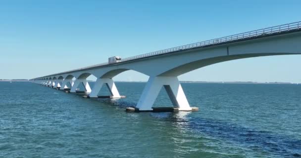 Zeelandbrug Endless Bridge Transportation Bridge Connection Road Water Engineering Long — Video