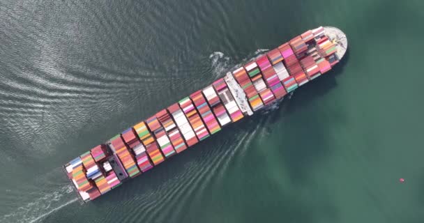 Container Cargo Ship Bulk Transport Sea Containers Top Aerial Maritime — Stock videók