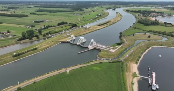 Amerongen Weir Lock Complex Hydraulic Work Art Netherlands Including Hydroelectric — 图库视频影像
