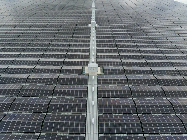 Solar panels close up detail view pattern Clean sustainable energy generation. Energy transition innovation system renewable electricity field using solar energy. Technical installation. Aerial