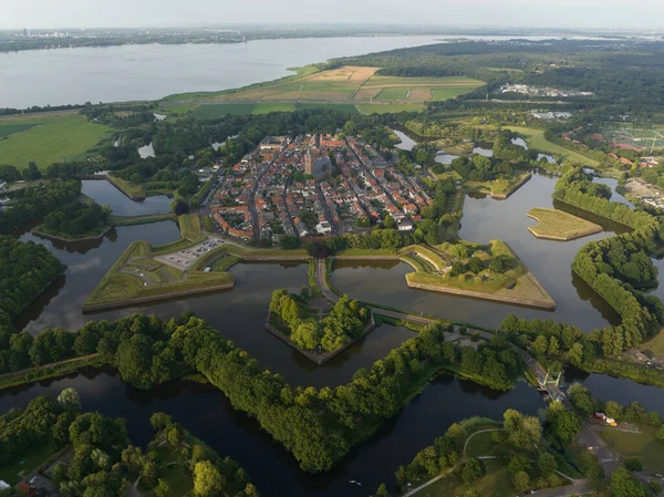 Fortified Ancient Old Historic Town Naarden Vesting Overhead Aerial Drone — 스톡 사진