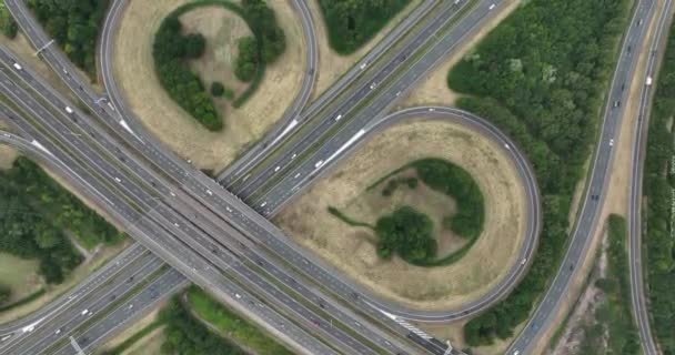 Lunetten Kavşağı A12 A27 Otoyollarının Bağlantısı Için Hollanda Bulunan Bir — Stok video