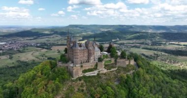 Burg Hohenzollern castle between the municipalities of Hechingen and Bisingen Germany, was the medieval castle of the Hohenzollern family. Stronghold fortress culturale heritage.