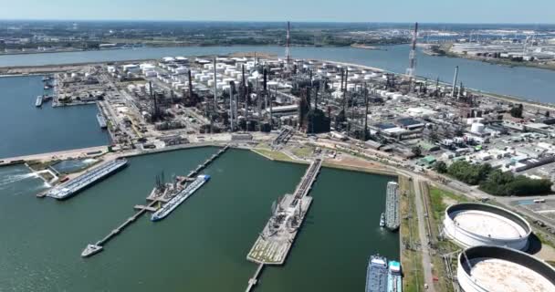 Petroleum Refinery Site Antwerpen Petroleum Natural Gas Power Generation Transportation — стоковое видео