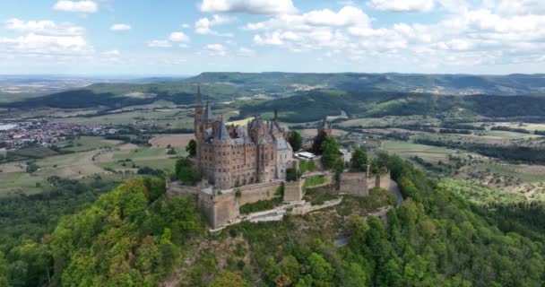 Burg Hohenzollern Castle Municipalities Hechingen Bisingen Germany Medieval Castle Hohenzollern — Stok video