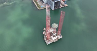 Vlissingen, 8th of August 2022, The Netherlands. Offshore drilling platform. Self Elevating Platform Constellation.A production platform steel or concrete structure.