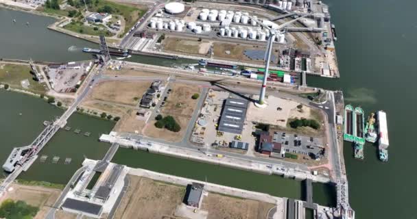 Boudewijnsluis Lock Port Antwerp She 360 Meters Long Meters Wide — Stockvideo