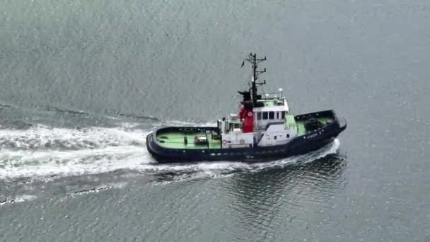 Vlissingen 8Th August 2022 Netherlands Tug Boat Vessel Industrial Port — 비디오