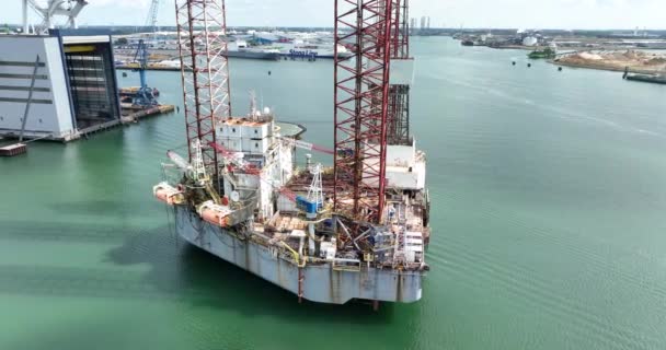Vlissingen 8Th August 2022 Netherlands Offshore Drilling Platform Self Elevating — Stockvideo