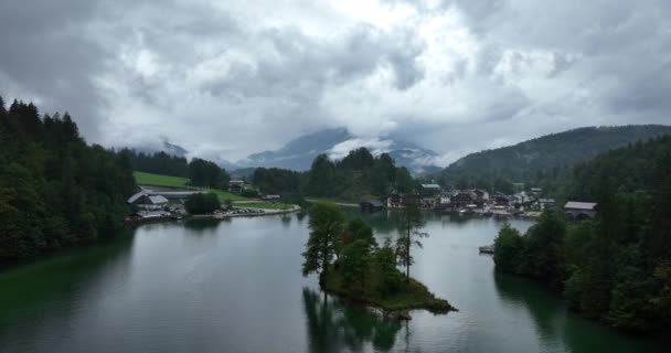 Konigssee Lake Schonau Konigssee Southeast German State Bavaria Border Austria — ストック動画