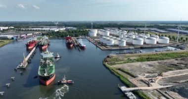 Amsterdam westhaven, 24th of July 2022, The Netherlands. EVOS Terminal Amsterdam is a terminal for the storage, transshipment and processing of clean petrol.