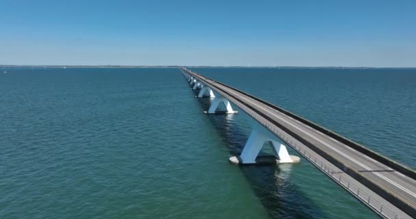 Zeelandbrug Endless Bridge Transportation Bridge Connection Road Water Engineering Long — Video