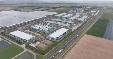 Middenmeer , 29th of August 2022, The Netherlands. Microsoft AMS06 datacenter computing center in Hollands Kroon. Data technology ICT equipment building like servers.