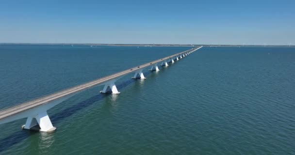 Traverser Infrastructure Pont Connexion Viaduc Sur Mer Route Structure Sans — Video