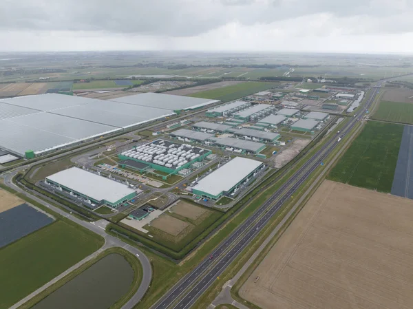 Middenmeer , 29th of August 2022, The Netherlands. Microsoft AMS06 datacenter computing center in Hollands Kroon. Data technology ICT equipment building like servers.