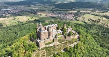 Burg Hohenzollern castle between the municipalities of Hechingen and Bisingen Germany, was the medieval castle of the Hohenzollern family. Stronghold fortress culturale heritage.
