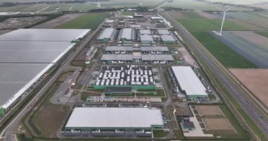 Datacenter computing center in Hollands Kroon. Data technology ICT equipment building like servers.