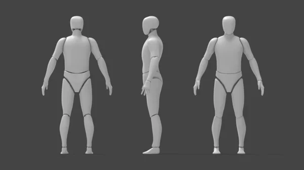 Återgivning Overksam Robot Man Person Modell Tom Mall Isolerad Studio — Stockfoto