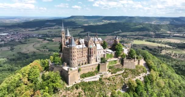 Burg Hohenzollern Castle Municipalities Hechingen Bisingen Germany Medieval Castle Hohenzollern — Stok video
