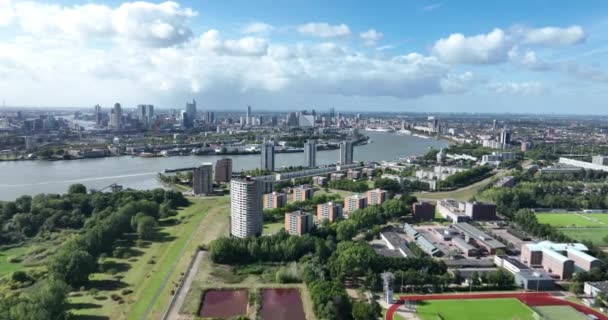 Feijenoord Nieuwe Maas Güney Kıyısında Rotterdam Belediyesinin Yönetim Komitesi Alanı — Stok video