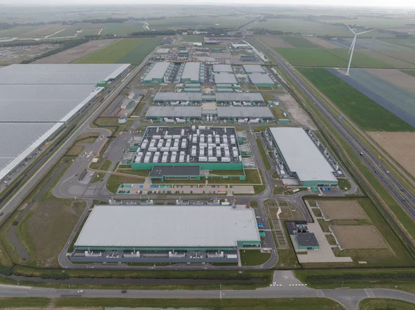 Middenmeer , 29th of August 2022, The Netherlands. Microsoft AMS06 datacenter computing center in Hollands Kroon. Data technology ICT equipment building like servers.