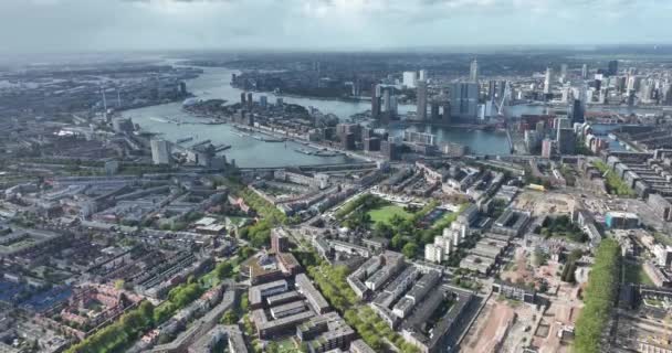 Skyline Rotterdam Urban City Center Environment Districtul Feijenoord Din Sudul — Videoclip de stoc