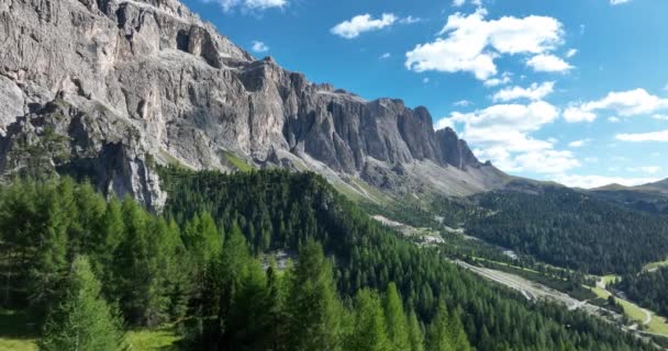 Dolomiti Italia Catene Montuose Vacanze Alpi Paesaggio Nuvole Aeree Cinematografiche — Video Stock
