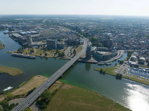 Skyline Van Roermond Nederlandse Provincie Limburg Langs Roer Maas Infrastructuur — Stockfoto