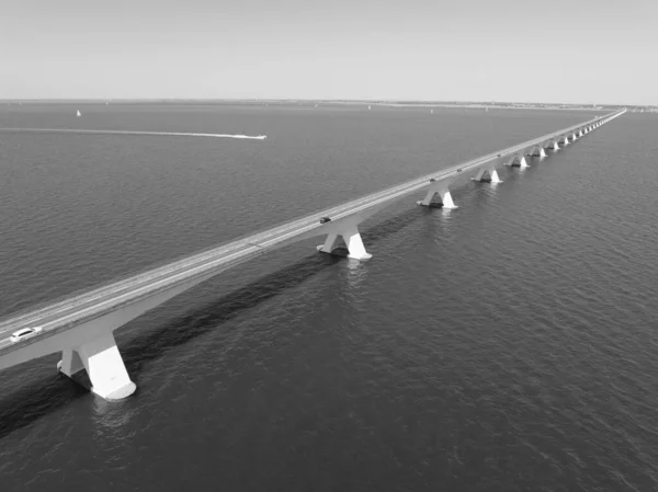 Zeelandbridge Infinity Bridge Distance Aerial Drone View Part Delta Works — Stock Photo, Image