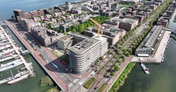 Amsterdam Eylül 2022 Hollanda Ijburglaan Sosyal Konut Inşaatı — Stok video