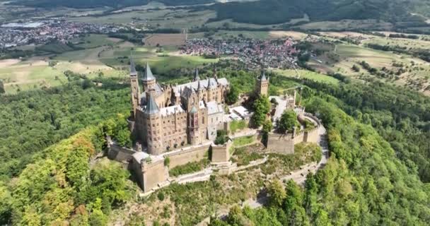 Burg Hohenzollern Castle Municipalities Hechingen Bisingen Germany Medieval Castle Hohenzollern — Stok video