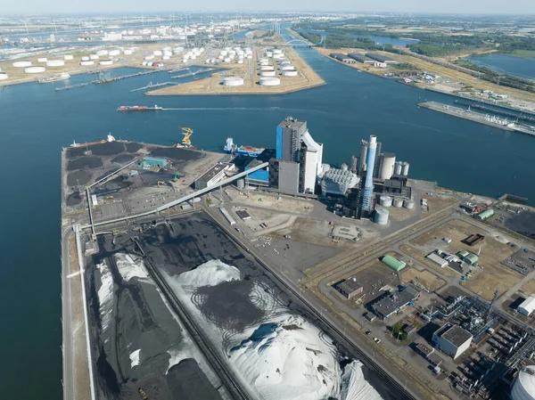 Coal Power Plant Energy Electricity Generation Installation Maasvlakte Harbour Port — ストック写真