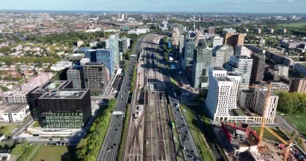 Amsterdão Outubro 2022 Países Baixos Amsterdam Zuidas Arranha Céus Edifícios — Vídeo de Stock