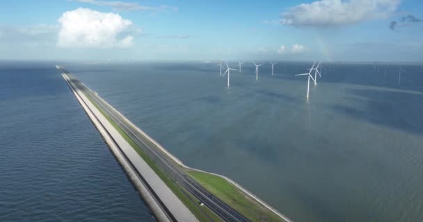 Αμυντικό Σύστημα Afsluitdijk Πλημμύρισε Στην Ολλανδία Μεταξύ Βόρειας Ολλανδίας Και — Αρχείο Βίντεο