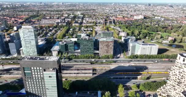 Amsterdam Oktober 2022 Belanda Amsterdam Zuidas Gedung Kantor Tinggi Distrik — Stok Video