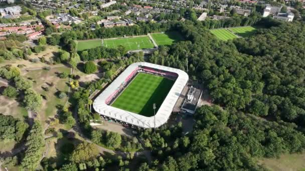 Calcio Stadio Calcio Dall Alto Verso Basso Aerea Aerea Nel — Video Stock