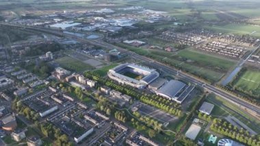 Heerenveen, 1 Ekim 2022, Hollanda. Abe Lenstra Stadyumu, futbol kulübü Heerenveen 'in evidir. Hollanda profesyonel futbol kulübü sahası.