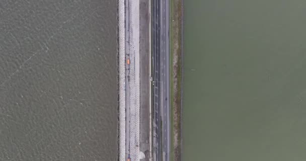 Afsluitdijk Строительство Насосных Станциях Новых Шлюзов Близ Ден Oever Корнвердерзанд — стоковое видео