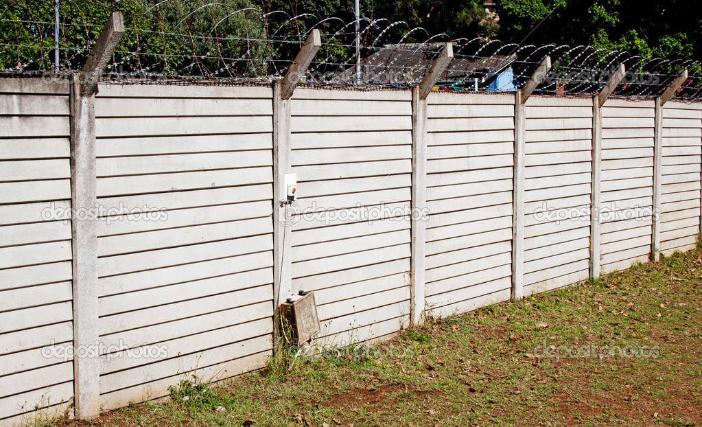 Precast Concrete Wall with Barbed Security Wire