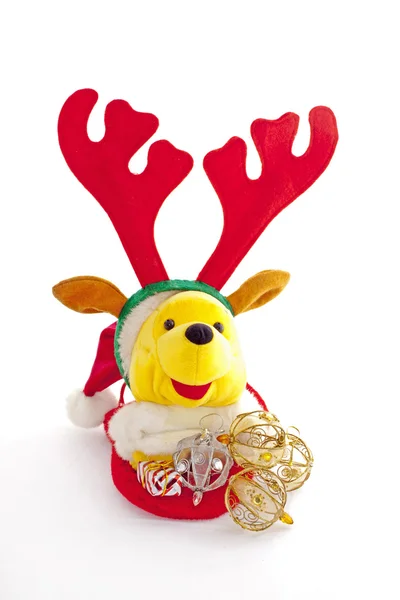 Christmas Teddy Bear Wearing Reindeer Antlers 2 — Stock Photo, Image