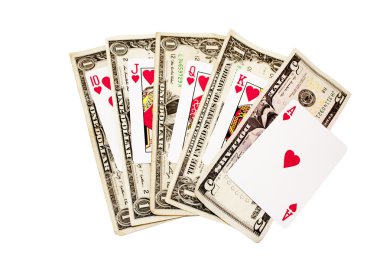 Royal flush kupa ile banka notları