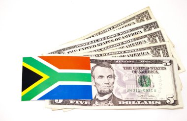 5 Amerikan Doları notlar Güney Afrika bayrağı