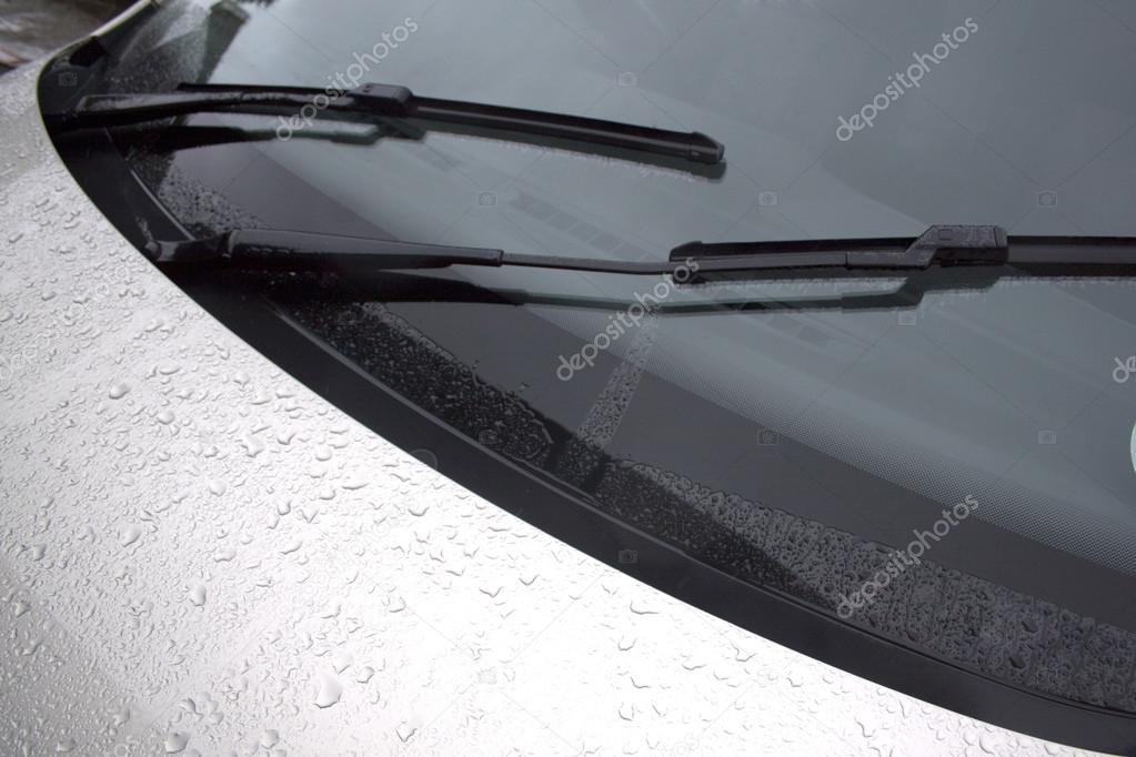 Close Up of Vehicles Windscreen Bonnet and Wiper Blades
