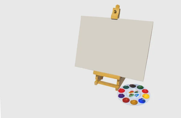 Isolated Artists Easel With Canvas And Palette — Stock Photo, Image